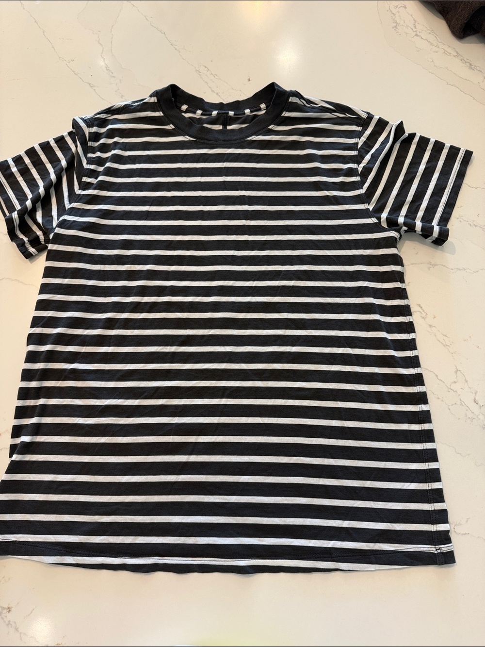 lululemon all yours Charcoal  & White Striped Crewneck T-Shirt -